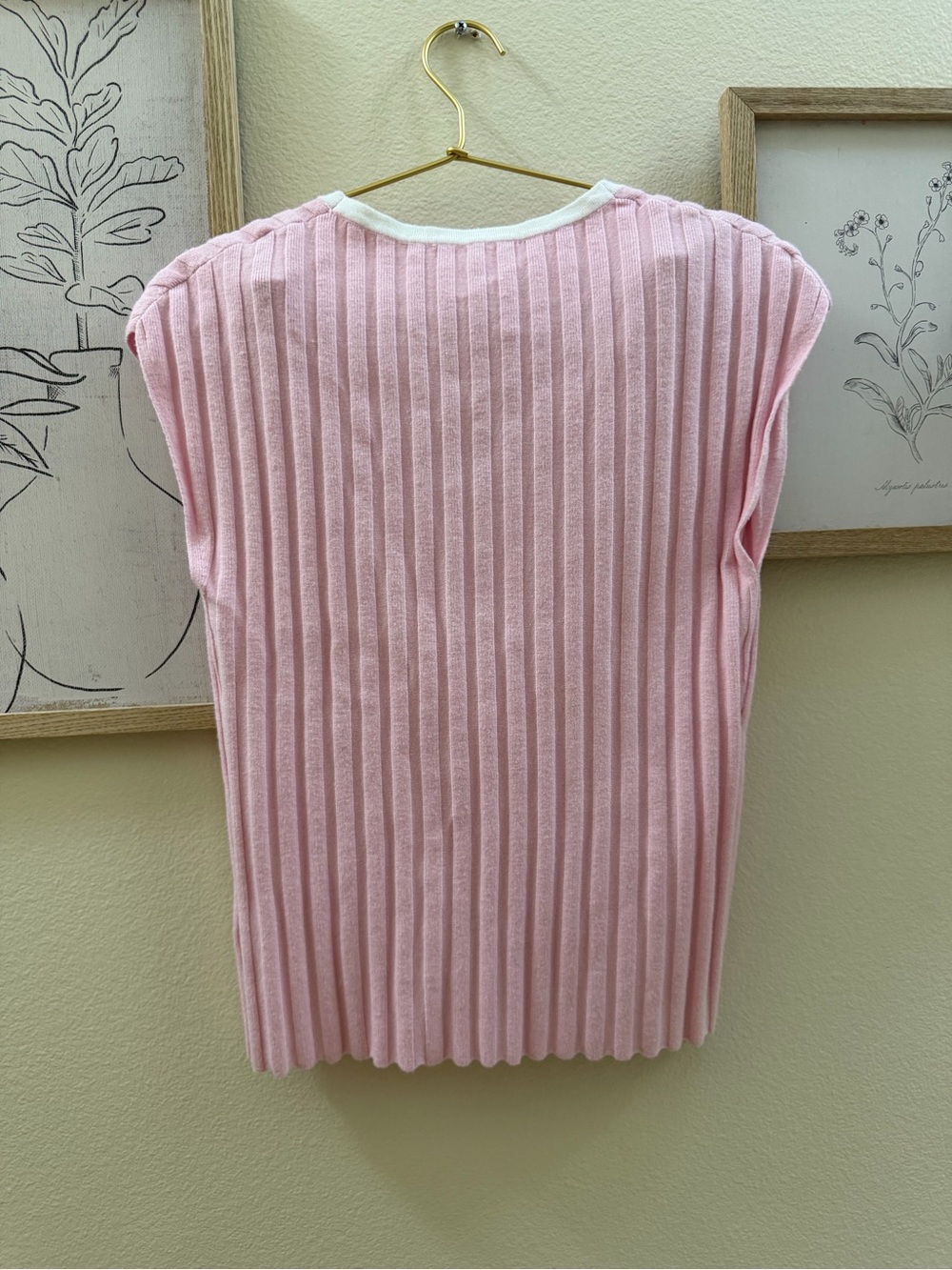 Pink Ribbed V-Neck Button Front Sleep Top - Picture 2 of 3